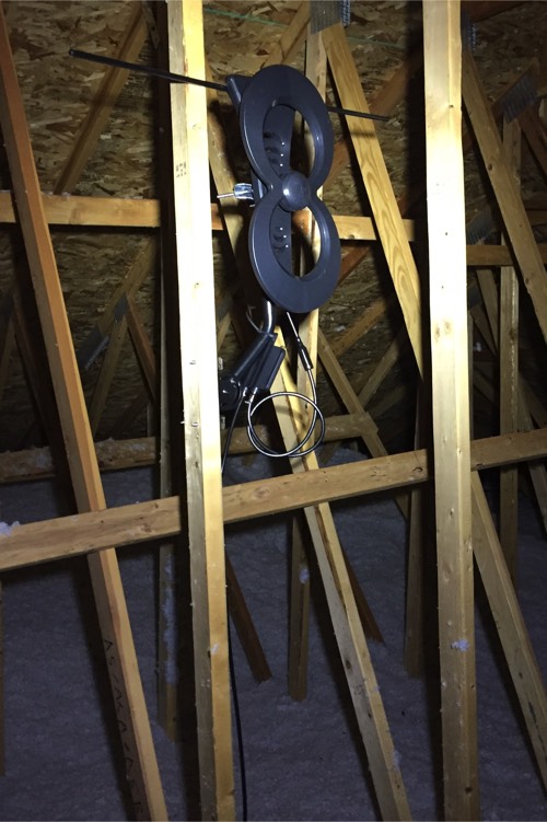 Antenna mounted in the attic